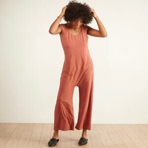 NWOT Lunya Restore Romper Jumpsuit in Dawn Burnt Orange Size S